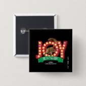 Badge Carré 5 Cm Vacances Noël | Joie à l'écureuil (Devant & derrière)