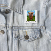 Badge Carré 5 Cm Vache des Hautes Terres (En situation)