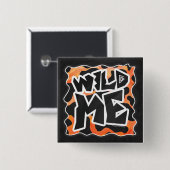 Badge Carré 5 Cm Vache Noir et Orange Wild Me (Devant & derrière)