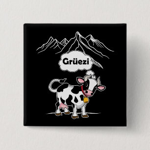 Badge Carré 5 Cm Vache suisse - Grüezi - Suisse Voyage