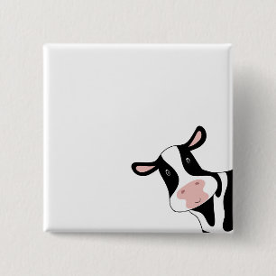Badge Carré 5 Cm Vache, vache mignonne, animal