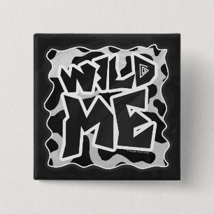 Badge Carré 5 Cm Vache Wild Me Noir et Blanc