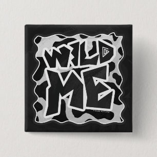 Badge Carré 5 Cm Vache Wild Me Noir et Blanc