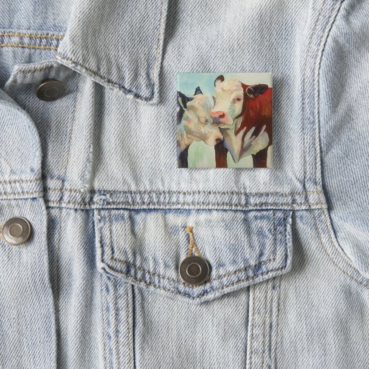 Badge Carré 5 Cm Vaches amoureuses (En situation)