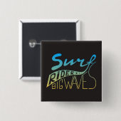 Badge Carré 5 Cm Vagues de cavalier de surf grandes (Devant & derrière)