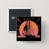 Badge Carré 5 Cm vaisseau solaire tropical (Devant & derrière)