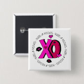 Badge Carré 5 Cm Valentine Hugs et baisers (Devant & derrière)