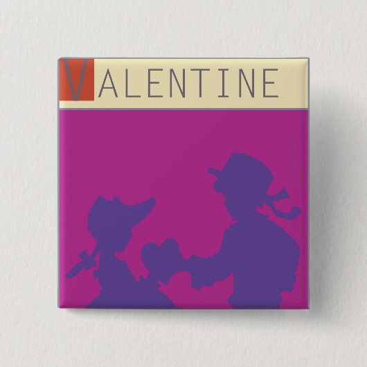 Badge Carré 5 Cm <Valentine> par Steve Collier (Devant)