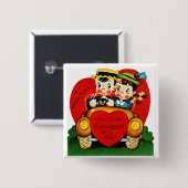 Badge Carré 5 Cm Valentine Runabout (Devant & derrière)