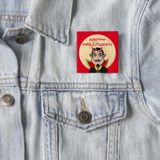 Badge Carré 5 Cm Vampire Halloween / Lune (En situation)