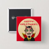 Badge Carré 5 Cm Vampire Halloween / Lune (Devant & derrière)