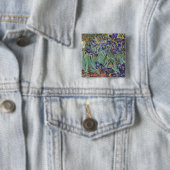 Badge Carré 5 Cm Van Gogh Irises Peinture impressionniste (En situation)