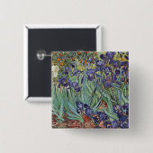 Badge Carré 5 Cm Van Gogh Irises Peinture impressionniste (Devant & derrière)