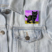 Badge Carré 5 Cm Van Gogh Style Cat (En situation)