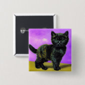 Badge Carré 5 Cm Van Gogh Style Cat (Devant & derrière)