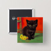 Badge Carré 5 Cm Van Gogh Style Chat noir (Devant & derrière)