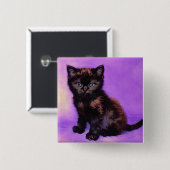 Badge Carré 5 Cm Van Gogh Style Chat pourpre (Devant & derrière)