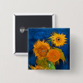 Badge Carré 5 Cm Van Gogh Sunflowers (Devant & derrière)