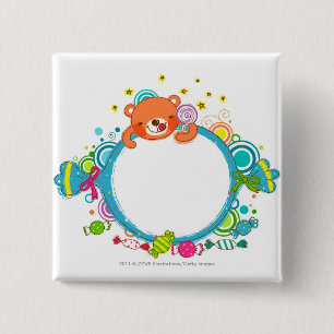 Badge Carré 5 Cm Variété de sucreries