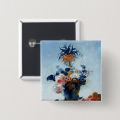 Badge Carré 5 Cm Vase avec des fleurs (Devant & derrière)