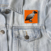 Badge Carré 5 Cm Vautour à dos blanc (En situation)