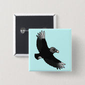 Badge Carré 5 Cm Vautour moine volant (Devant & derrière)