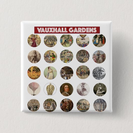 Badge Carré 5 Cm Vauxhall Gardens Square Button (Devant)