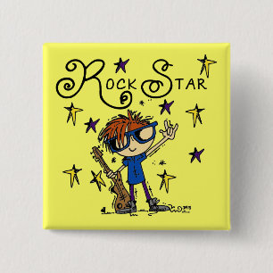 Badge Carré 5 Cm Vedette du rock rousse de garçon
