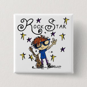Badge Carré 5 Cm Vedette du rock rousse de garçon