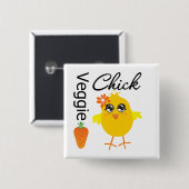 Badge Carré 5 Cm Veggie Chick (Devant & derrière)