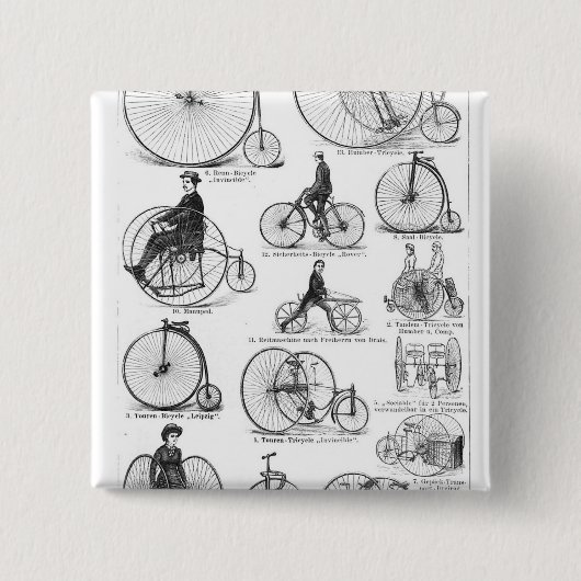 Badge Carré 5 Cm Vélo à grande roue Penny Farthing (Devant)