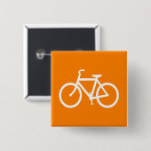 Badge Carré 5 Cm Vélo blanc et orange (Devant & derrière)