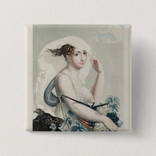 Badge Carré 5 Cm Vendemiaire, premier mois de calendrier
