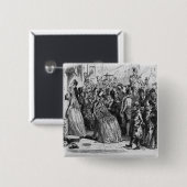 Badge Carré 5 Cm Venez à la maison de l'église (Devant & derrière)