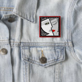 Badge Carré 5 Cm Venez ensemble (la goupille) (En situation)