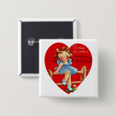 Badge Carré 5 Cm Venez et soyez ma Saint Valentin ! (Devant & derrière)