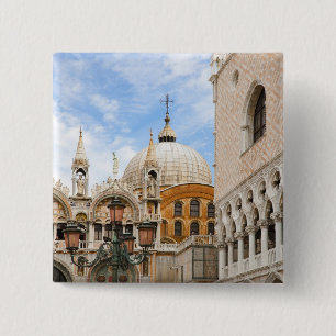 Badge Carré 5 Cm Venise, Vénétie, Italie - Des oiseaux sont perchés