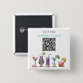 Badge Carré 5 Cm VENMO la mariée un cocktail Code QR personnalisé (Devant & derrière)