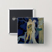 Badge Carré 5 Cm Vénus et Adonis (litho de couleur) (Devant & derrière)