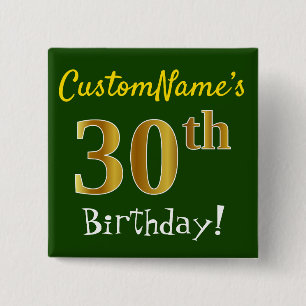 Badge Carré 5 Cm Verdissez, anniversaire d'or de Faux le 30ème,
