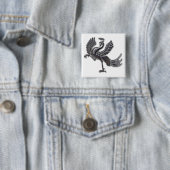 Badge Carré 5 Cm Verre noir Red Bird (En situation)