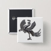 Badge Carré 5 Cm Verre noir Red Bird (Devant & derrière)