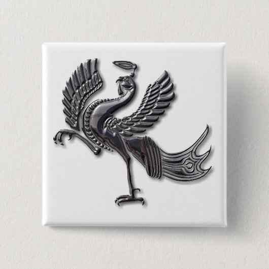 Badge Carré 5 Cm Verre noir Red Bird (Devant)