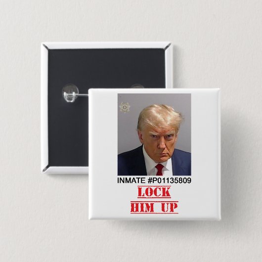 Badge Carré 5 Cm Verrouille-Le Vers Le Haut (Devant & derrière)