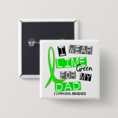 Badge Carré 5 Cm Vert de chaux d'usage du lymphome I pour mon papa (Devant & derrière)
