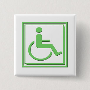 Badge Carré 5 Cm Vert élégant handicapé de symbole