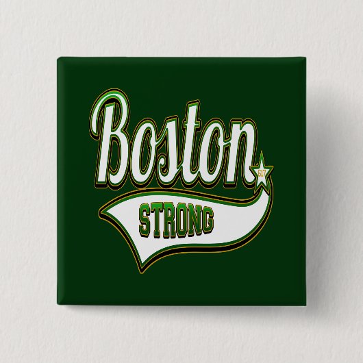 Badge Carré 5 Cm VERT irlandais fort de Boston (Devant)