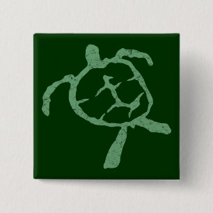 Badge Carré 5 Cm vert tortue