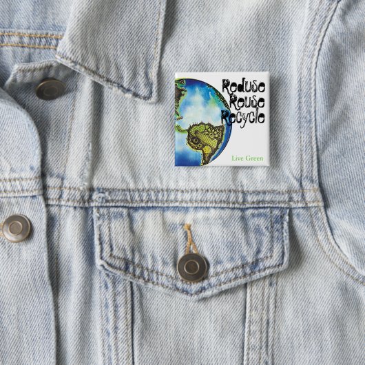 Badge Carré 5 Cm Vert vivant (En situation)