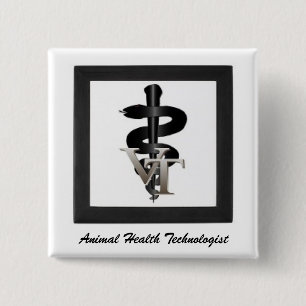 Badge Carré 5 Cm Vet-tech-symbole, Technologue en santé animale